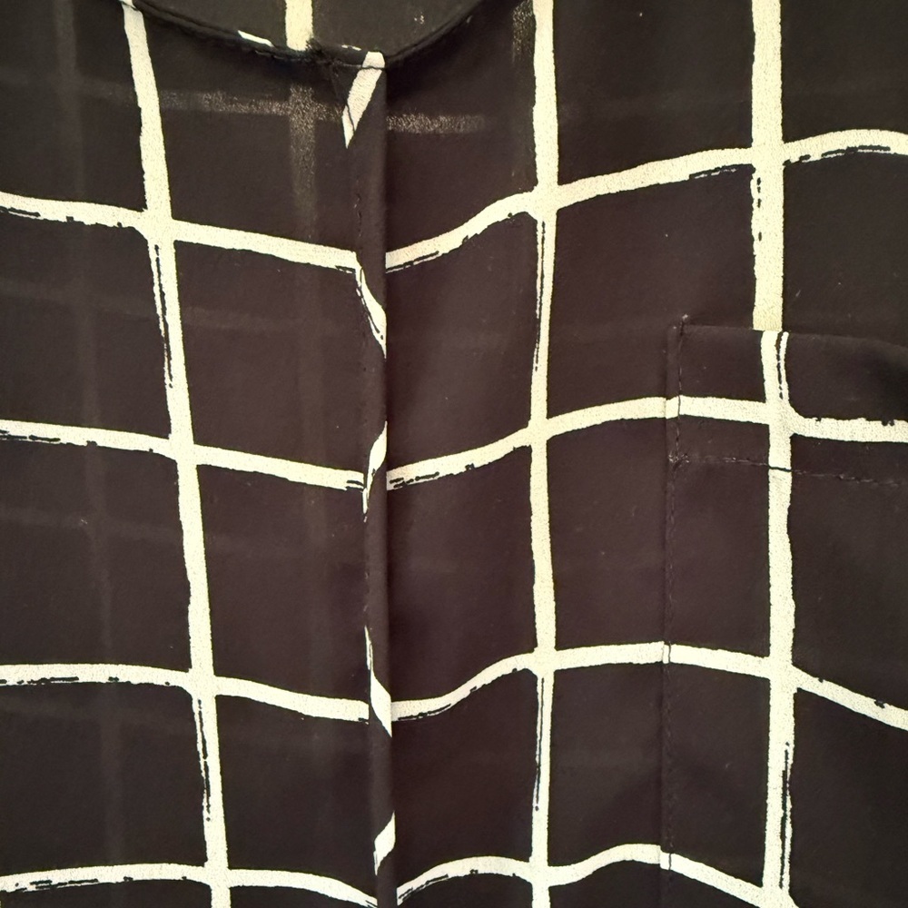 Japna Black and White Plaid Blouse Size Large - Picture 4 of 5